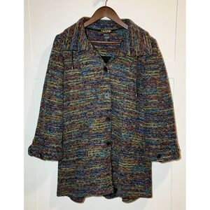 Pure Essence Urbanology Rainbow Tweed Jacket Women's Small Blazer Cardigan Artsy